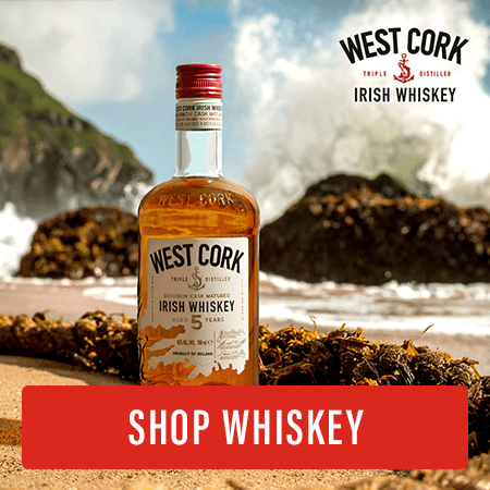 West Cork Irish Whiskey on a beach